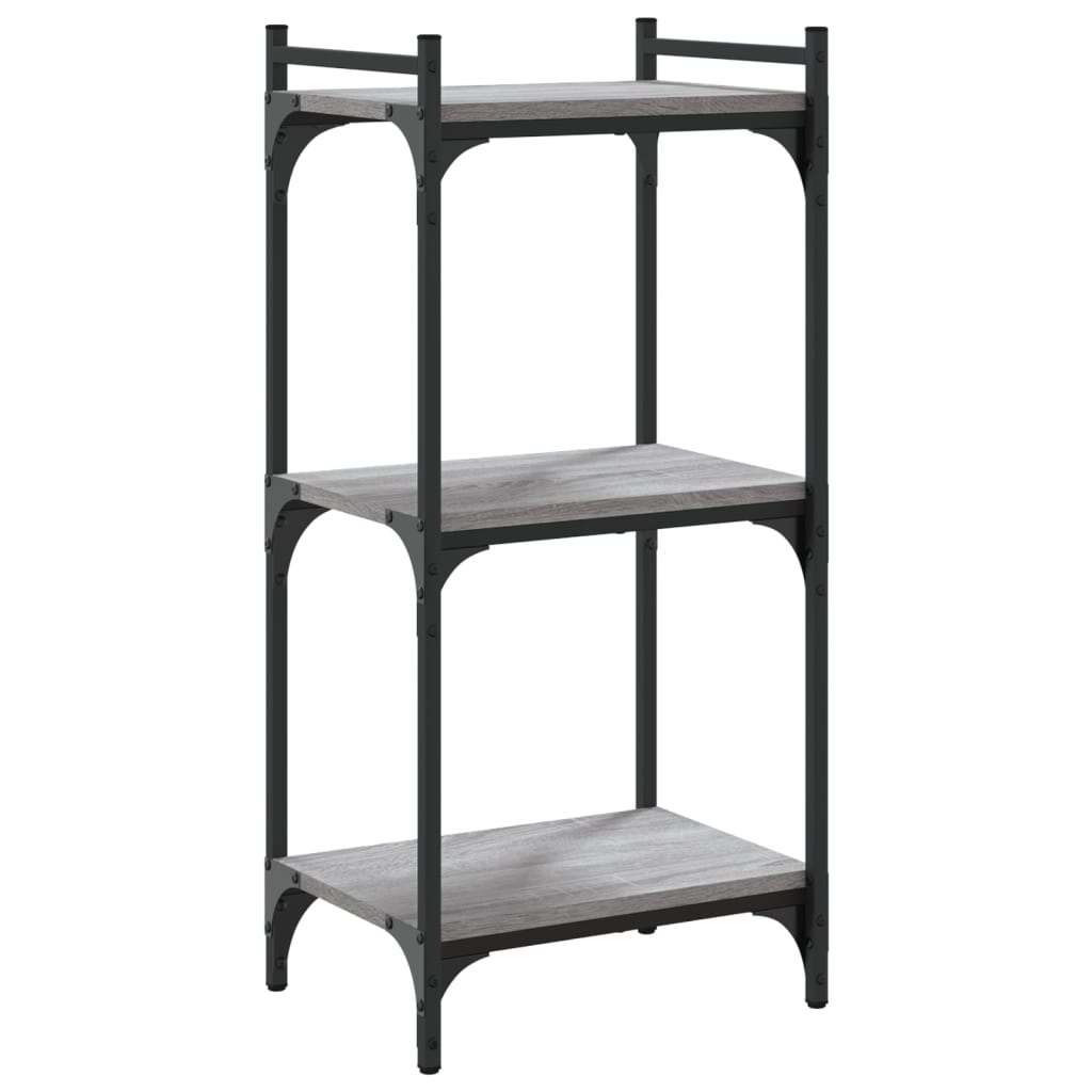 Boekenkast 3-Laags Bewerkt Hout 40 x 30 x 86 cm Grijs sonoma