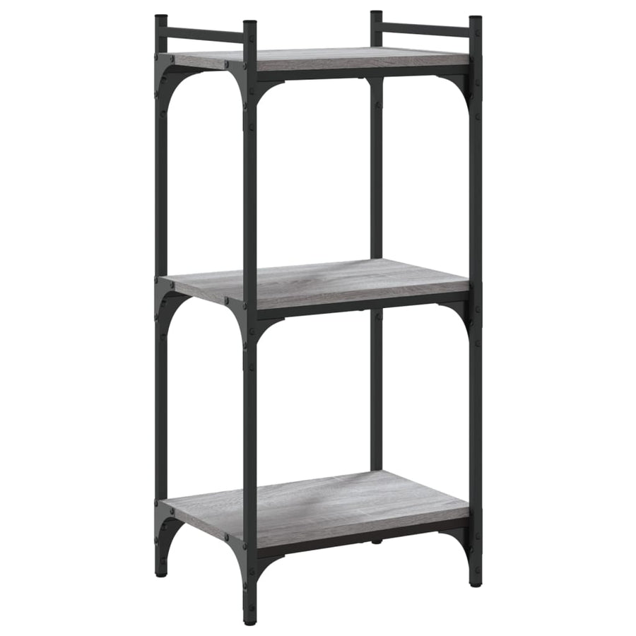 Boekenkast 3-Laags Bewerkt Hout 40 x 30 x 86 cm Grijs sonoma