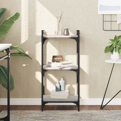 Boekenkast 3-Laags Bewerkt Hout 40 x 30 x 86 cm Grijs sonoma