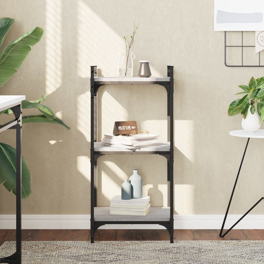 Boekenkast 3-Laags Bewerkt Hout 40 x 30 x 86 cm Grijs sonoma
