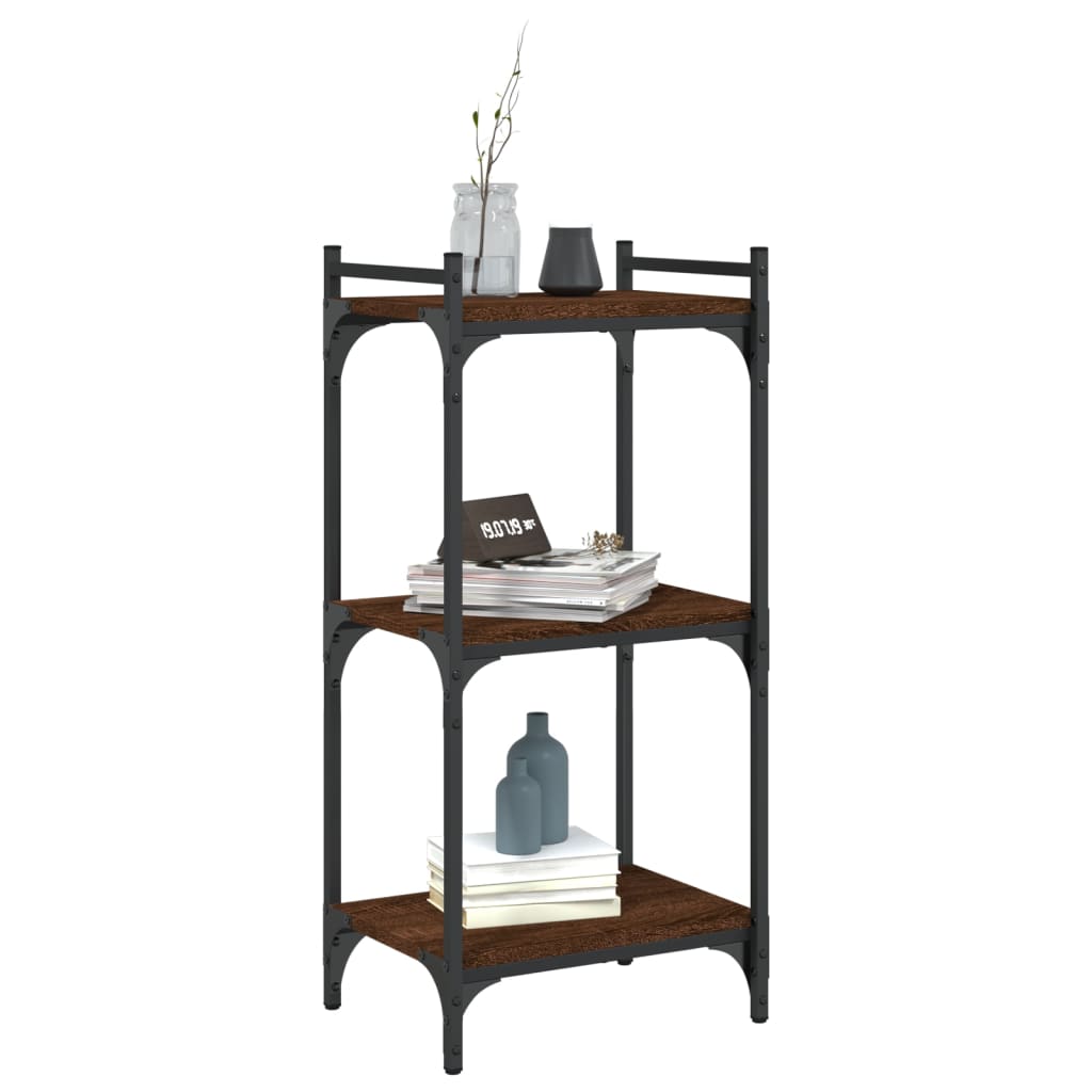 Boekenkast 3-Laags 40X30X Bewerkt Hout Bruin Eikenkleur 40 cm