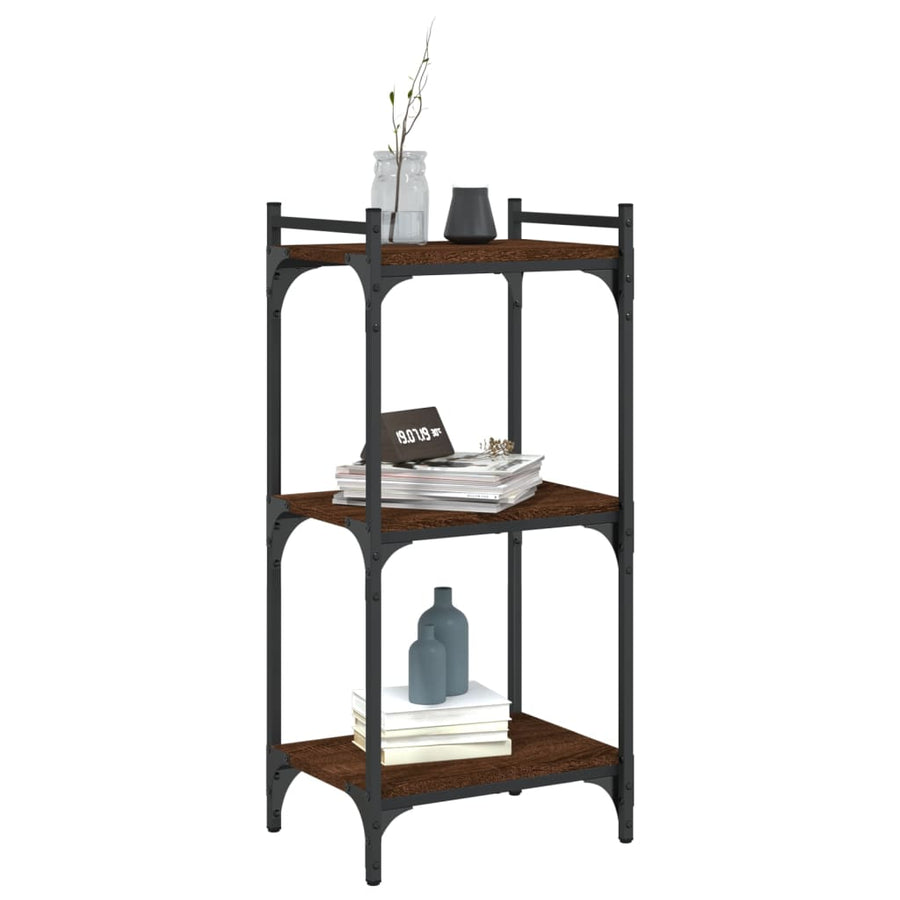 Boekenkast 3-Laags 40X30X Bewerkt Hout Bruin Eikenkleur 40 cm