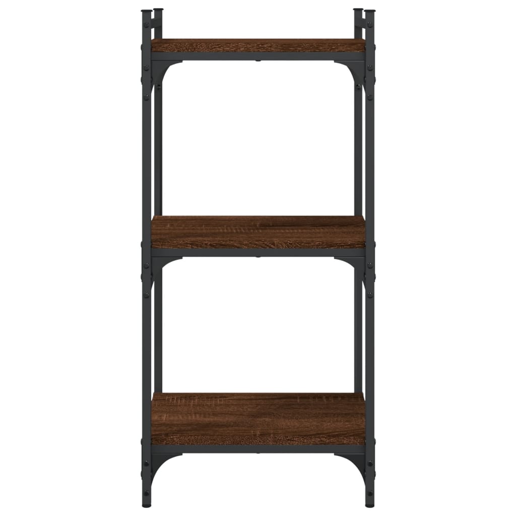 Boekenkast 3-Laags 40X30X Bewerkt Hout Bruin Eikenkleur 40 cm