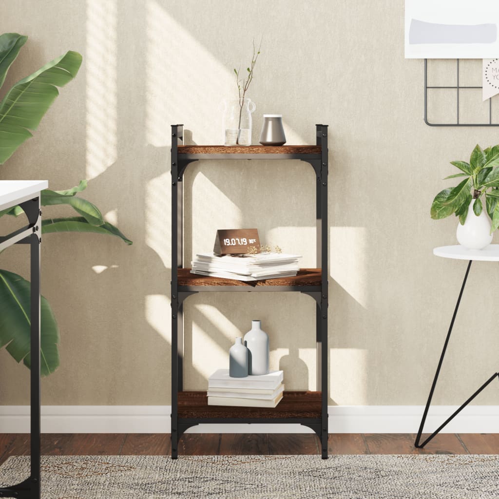 Boekenkast 3-Laags 40X30X Bewerkt Hout Bruin Eikenkleur 40 cm