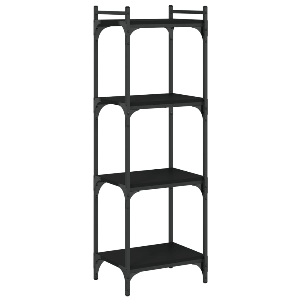 Boekenkast 4-Laags Bewerkt Hout 40 x 30 x 120 cm Zwart