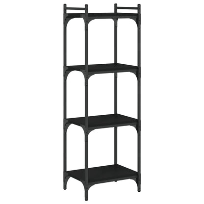 Boekenkast 4-Laags Bewerkt Hout 40 x 30 x 120 cm Zwart