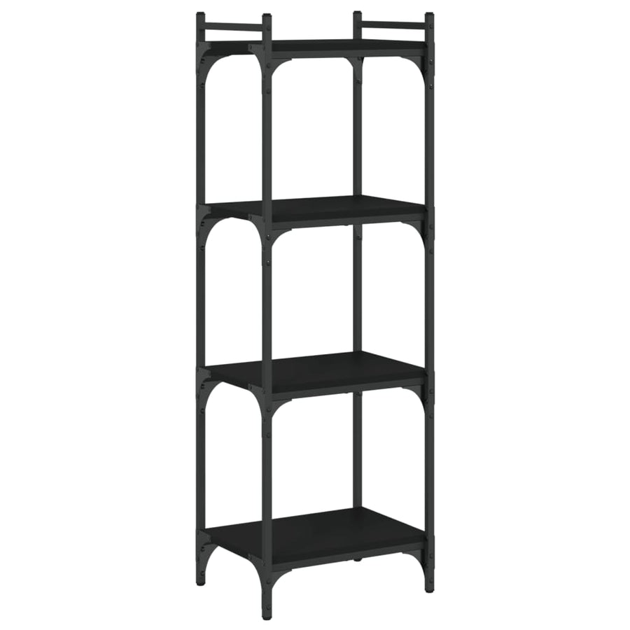 Boekenkast 4-Laags Bewerkt Hout 40 x 30 x 120 cm Zwart