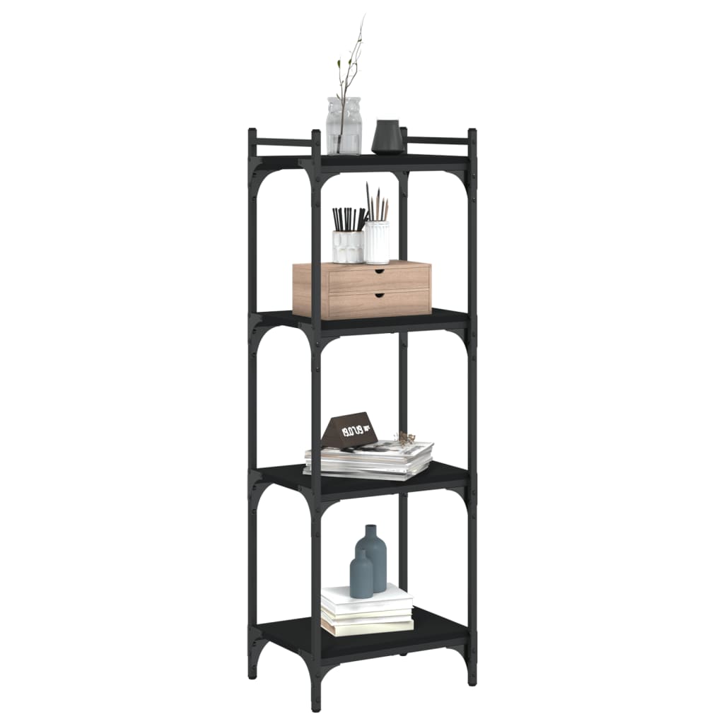 Boekenkast 4-Laags Bewerkt Hout 40 x 30 x 120 cm Zwart