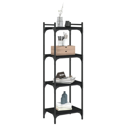 Boekenkast 4-Laags Bewerkt Hout 40 x 30 x 120 cm Zwart