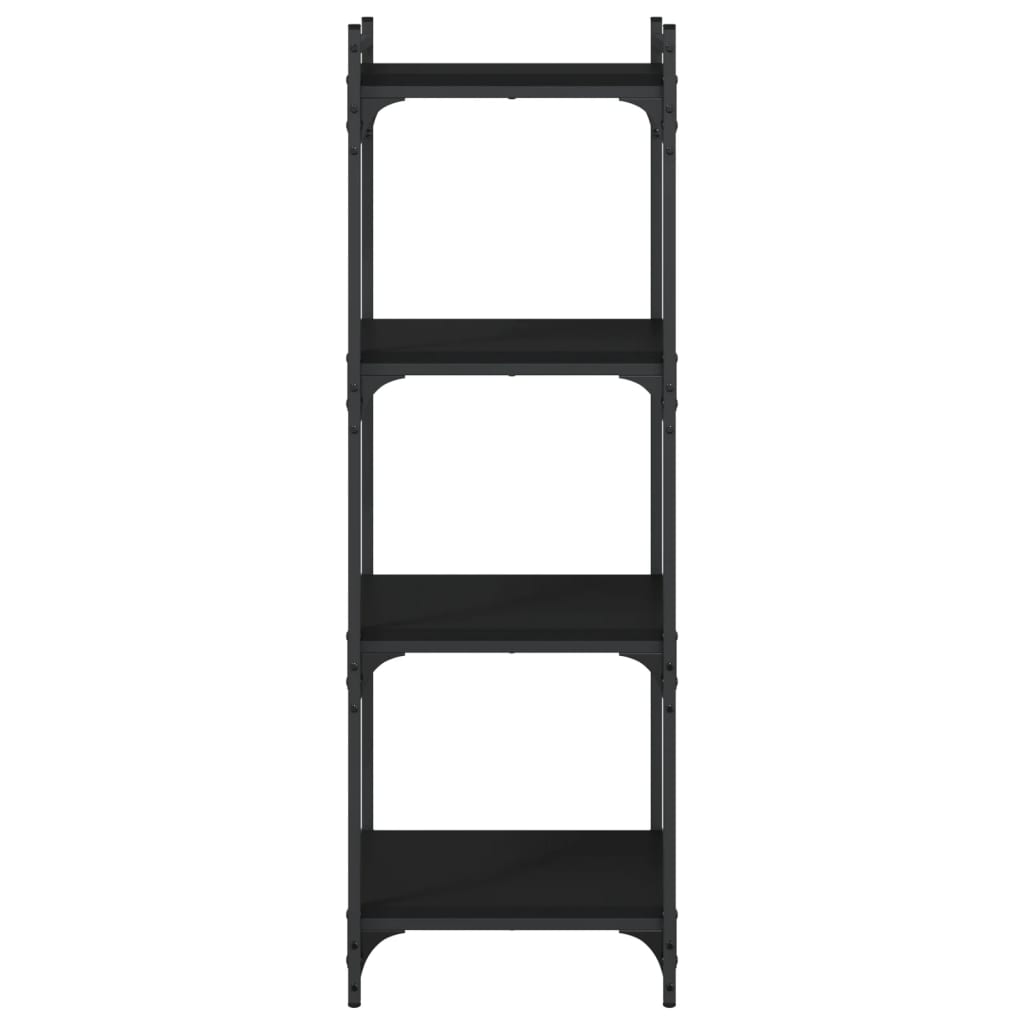 Boekenkast 4-Laags Bewerkt Hout 40 x 30 x 120 cm Zwart