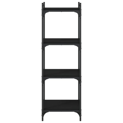 Boekenkast 4-Laags Bewerkt Hout 40 x 30 x 120 cm Zwart