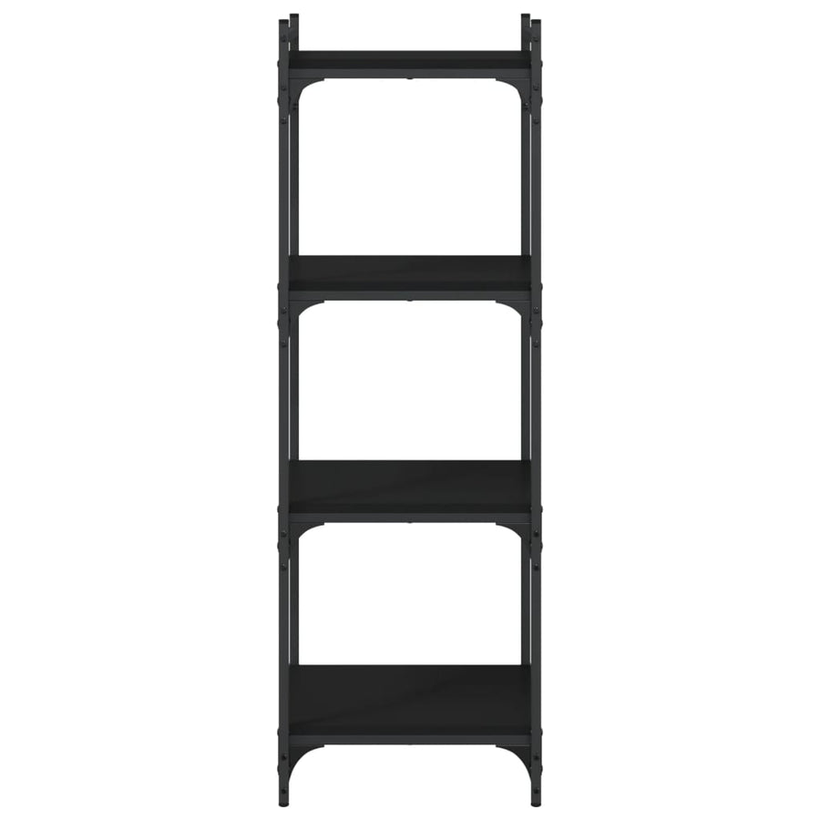 Boekenkast 4-Laags Bewerkt Hout 40 x 30 x 120 cm Zwart