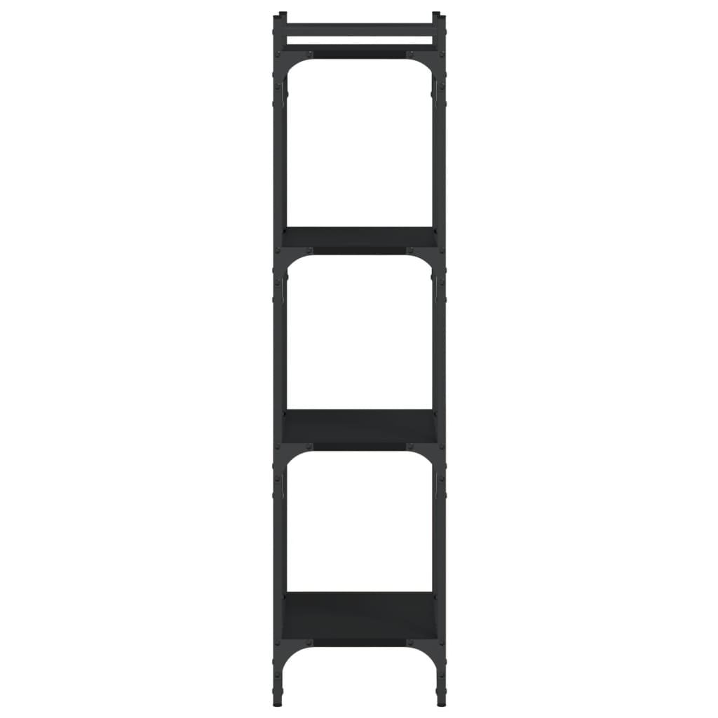 Boekenkast 4-Laags Bewerkt Hout 40 x 30 x 120 cm Zwart