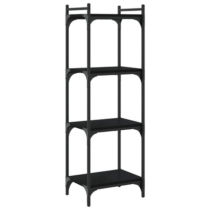 Boekenkast 4-Laags Bewerkt Hout 40 x 30 x 120 cm Zwart