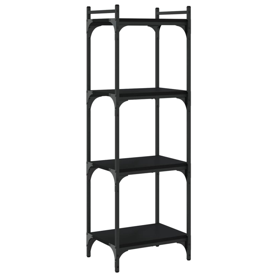Boekenkast 4-Laags Bewerkt Hout 40 x 30 x 120 cm Zwart
