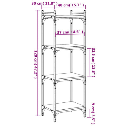 Boekenkast 4-Laags Bewerkt Hout 40 x 30 x 120 cm Zwart