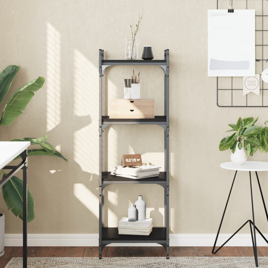 Boekenkast 4-Laags Bewerkt Hout 40 x 30 x 120 cm Zwart