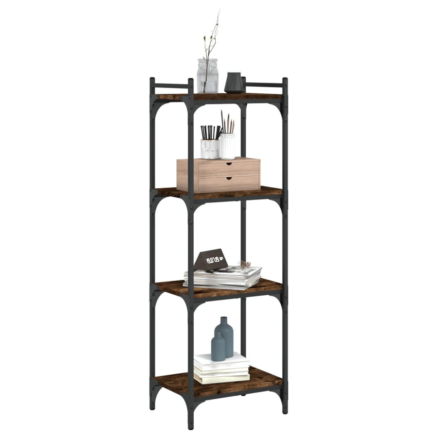 Boekenkast 4-Laags Bewerkt Hout Kleur 40 x 30 x 120 cm Gerookt eiken