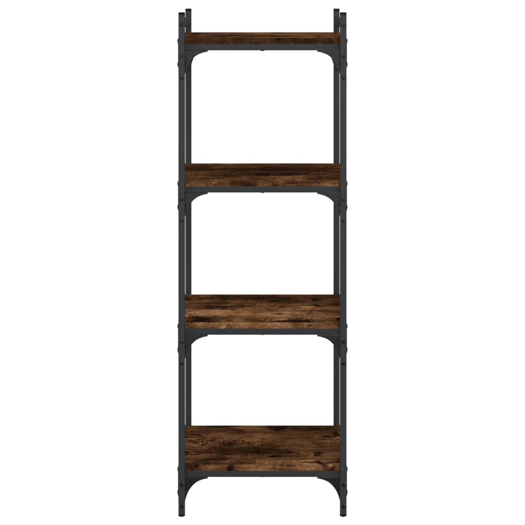 Boekenkast 4-Laags Bewerkt Hout Kleur 40 x 30 x 120 cm Gerookt eiken