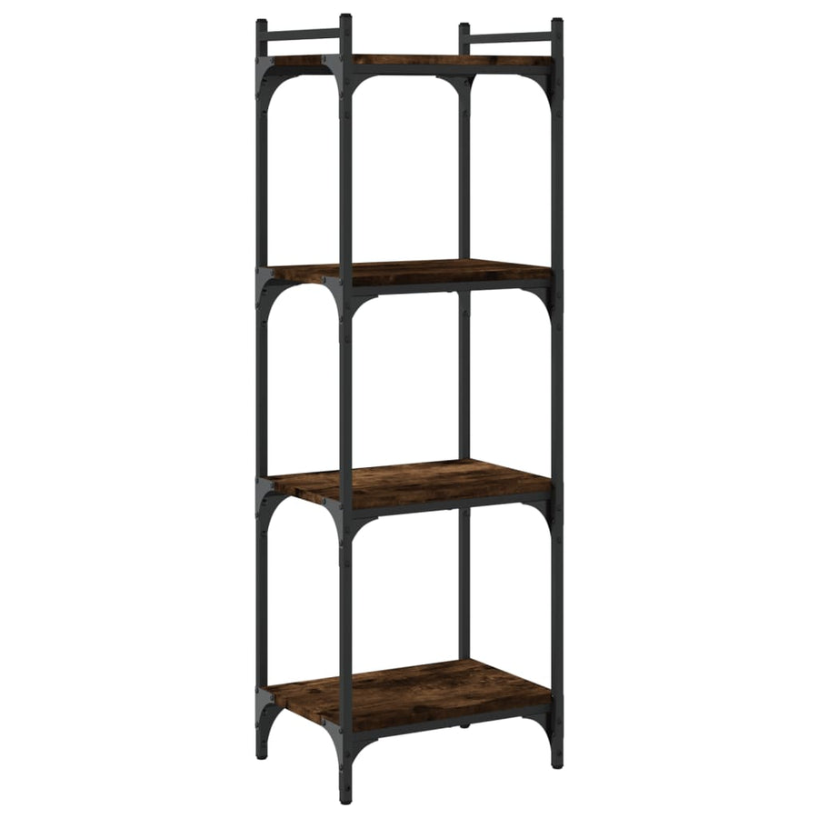 Boekenkast 4-Laags Bewerkt Hout Kleur 40 x 30 x 120 cm Gerookt eiken