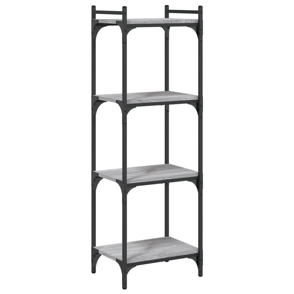 Boekenkast 4-Laags Bewerkt Hout 40 x 30 x 120 cm Grijs sonoma