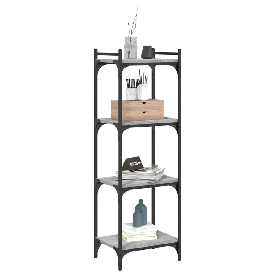 Boekenkast 4-Laags Bewerkt Hout 40 x 30 x 120 cm Grijs sonoma