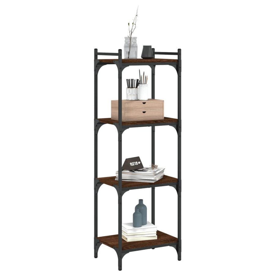 Boekenkast 4-Laags Bewerkt Hout Bruineikenkleurig 40 x 30 x 120 cm bruin eikenkleur