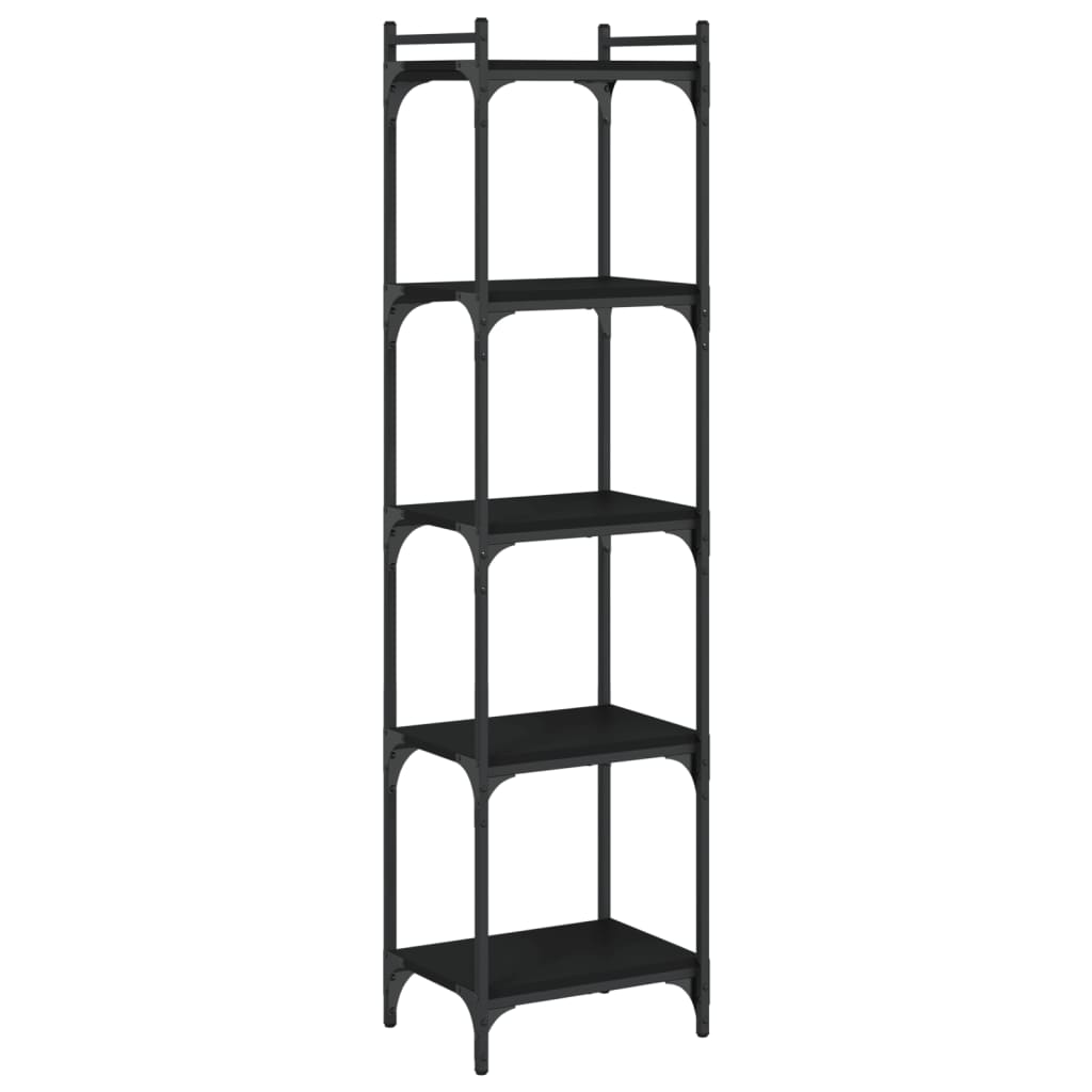 Boekenkast 5-Laags Bewerkt Hout 40 x 30 x 154 cm Zwart