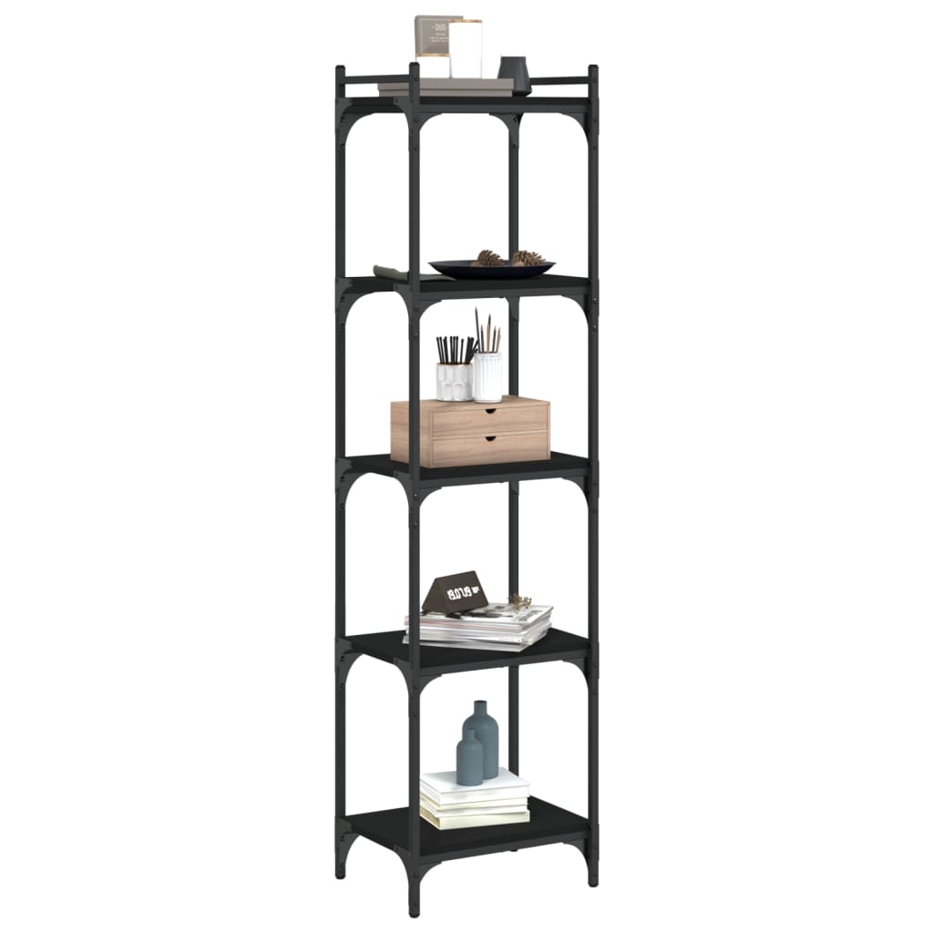 Boekenkast 5-Laags Bewerkt Hout 40 x 30 x 154 cm Zwart