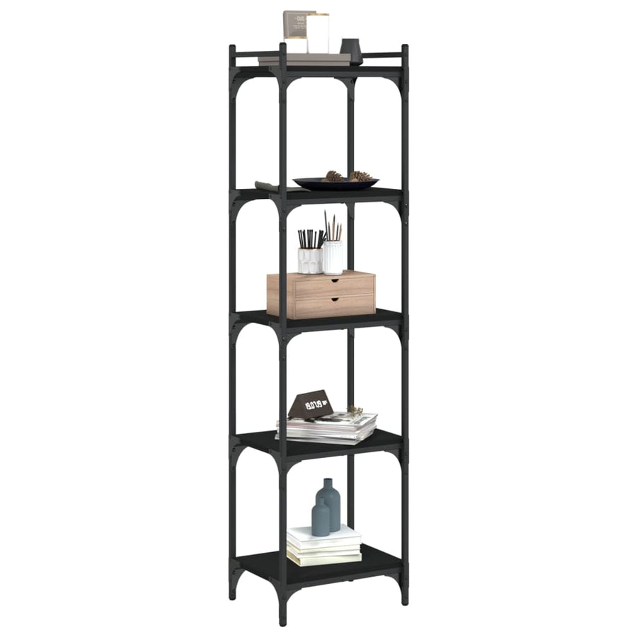 Boekenkast 5-Laags Bewerkt Hout 40 x 30 x 154 cm Zwart