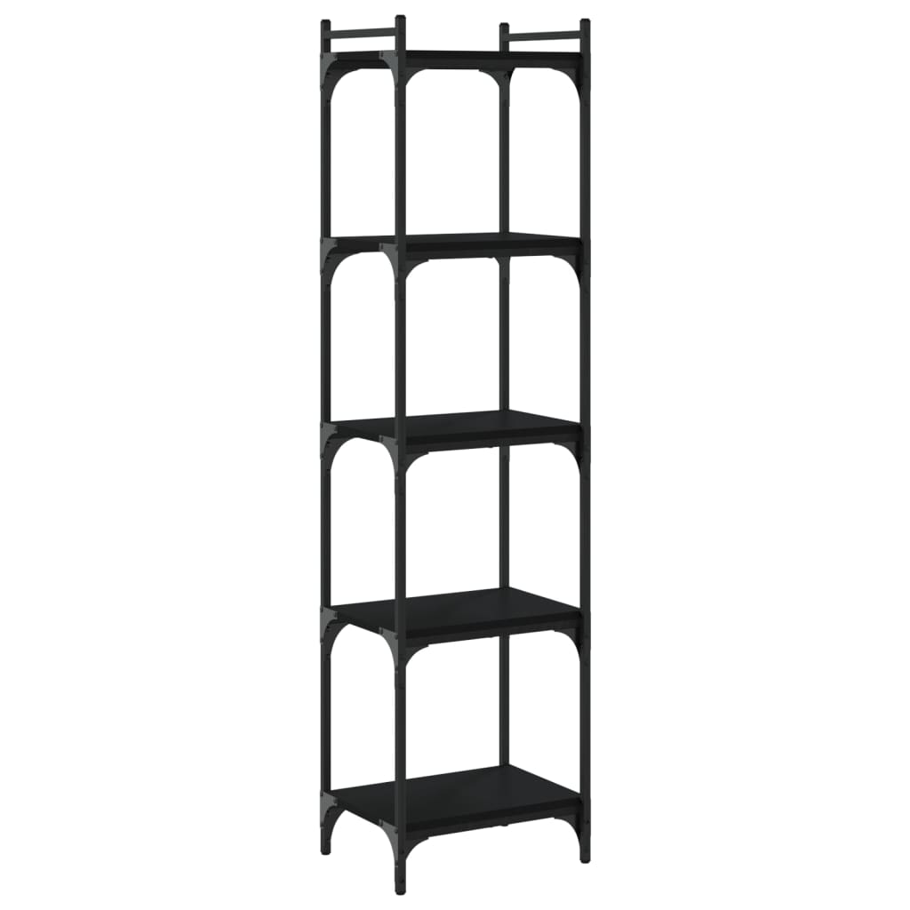 Boekenkast 5-Laags Bewerkt Hout 40 x 30 x 154 cm Zwart