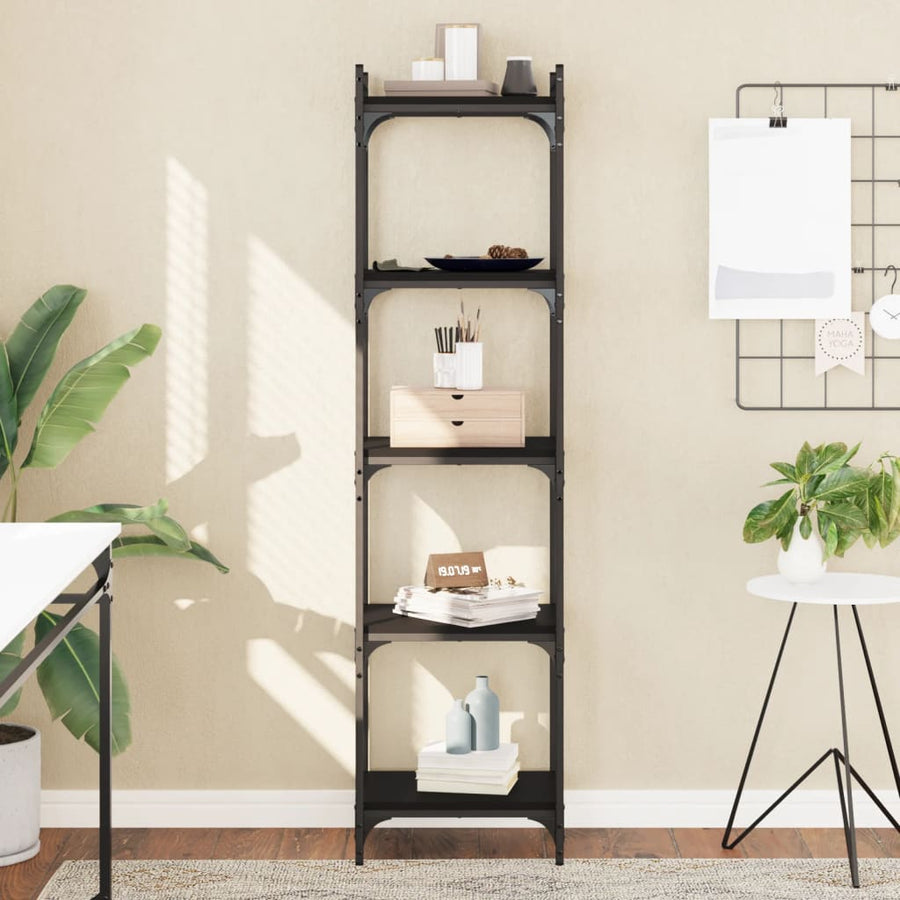 Boekenkast 5-Laags Bewerkt Hout 40 x 30 x 154 cm Zwart