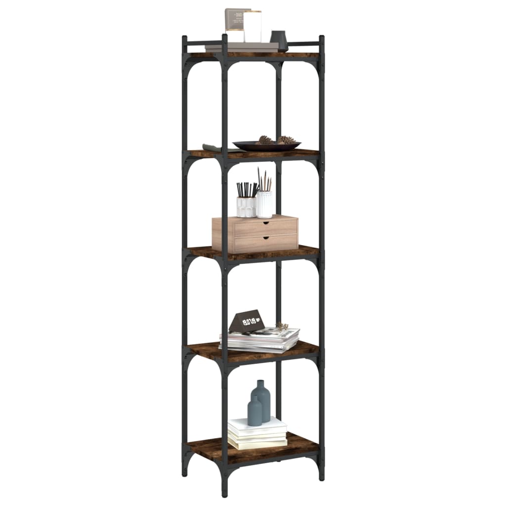 Boekenkast 5-Laags Bewerkt Hout Kleur 40 x 30 x 154 cm Gerookt eiken
