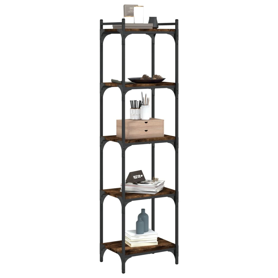 Boekenkast 5-Laags Bewerkt Hout Kleur 40 x 30 x 154 cm Gerookt eiken