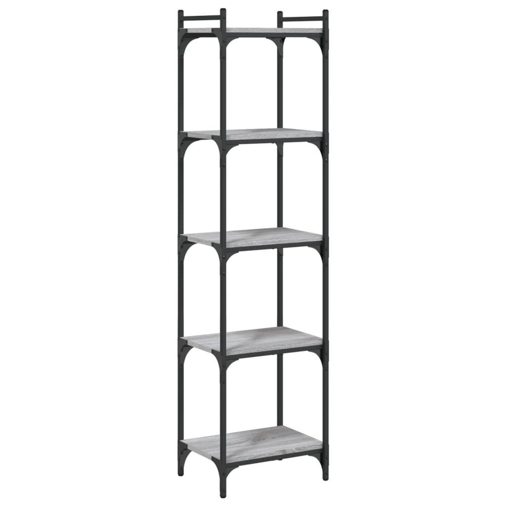 Boekenkast 5-Laags Bewerkt Hout Eiken 40 x 30 x 154 cm Grijs sonoma