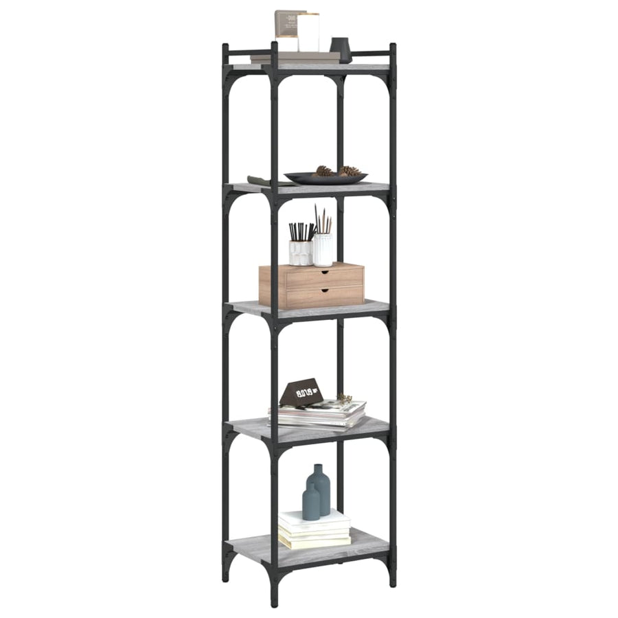 Boekenkast 5-Laags Bewerkt Hout Eiken 40 x 30 x 154 cm Grijs sonoma