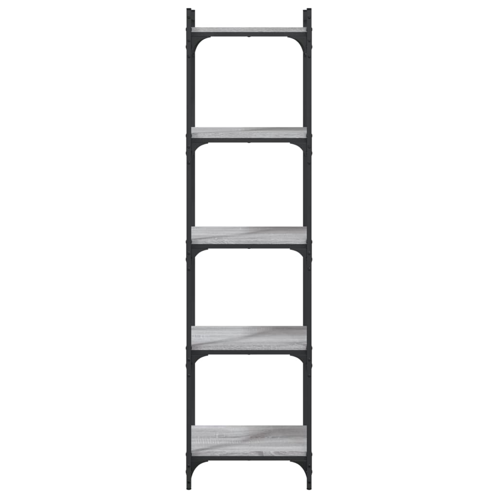 Boekenkast 5-Laags Bewerkt Hout Eiken 40 x 30 x 154 cm Grijs sonoma