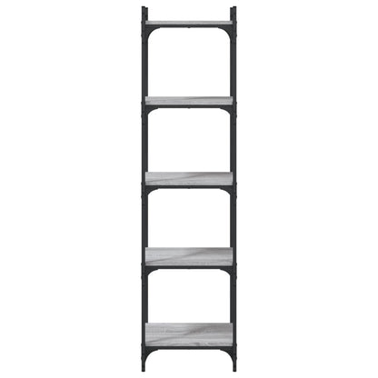 Boekenkast 5-Laags Bewerkt Hout Eiken 40 x 30 x 154 cm Grijs sonoma