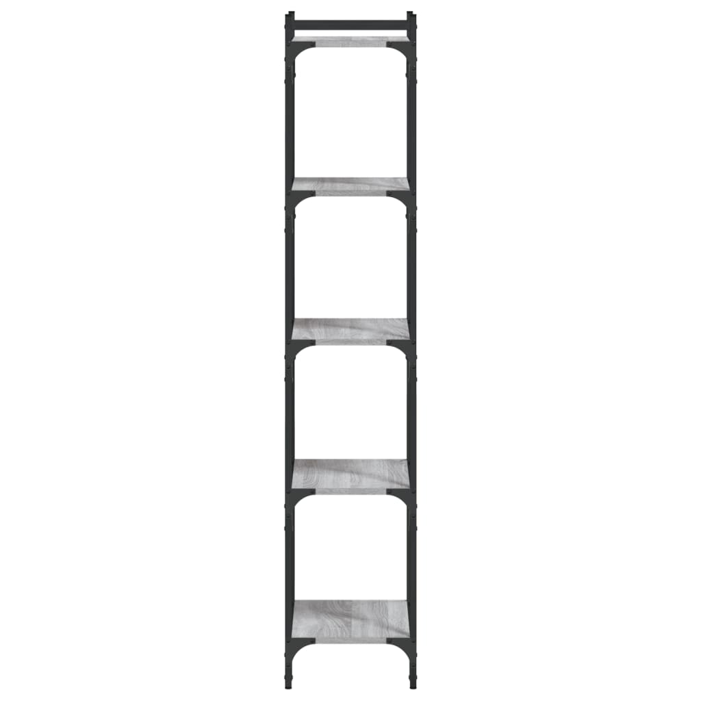 Boekenkast 5-Laags Bewerkt Hout Eiken 40 x 30 x 154 cm Grijs sonoma