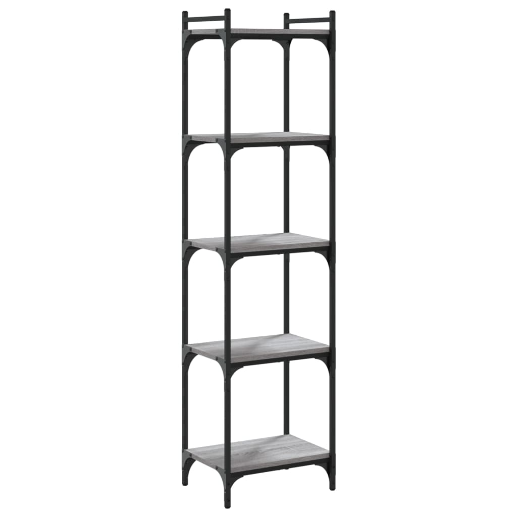 Boekenkast 5-Laags Bewerkt Hout Eiken 40 x 30 x 154 cm Grijs sonoma
