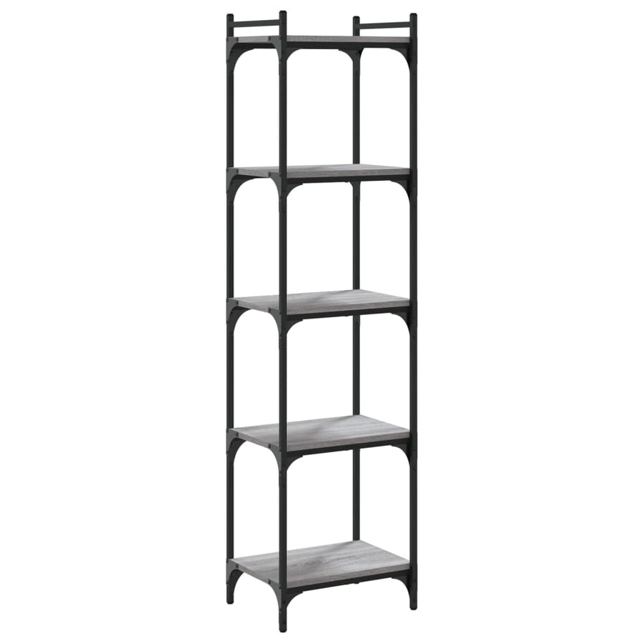 Boekenkast 5-Laags Bewerkt Hout Eiken 40 x 30 x 154 cm Grijs sonoma