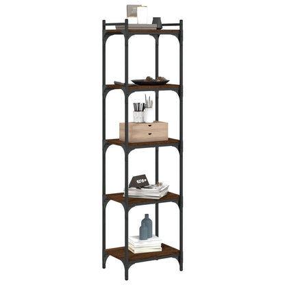 Boekenkast 5-Laags Bewerkt Hout Bruineikenkleurig 40 x 30 x 154 cm bruin eikenkleur