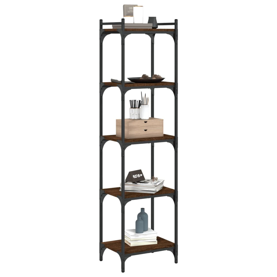 Boekenkast 5-Laags Bewerkt Hout Bruineikenkleurig 40 x 30 x 154 cm bruin eikenkleur