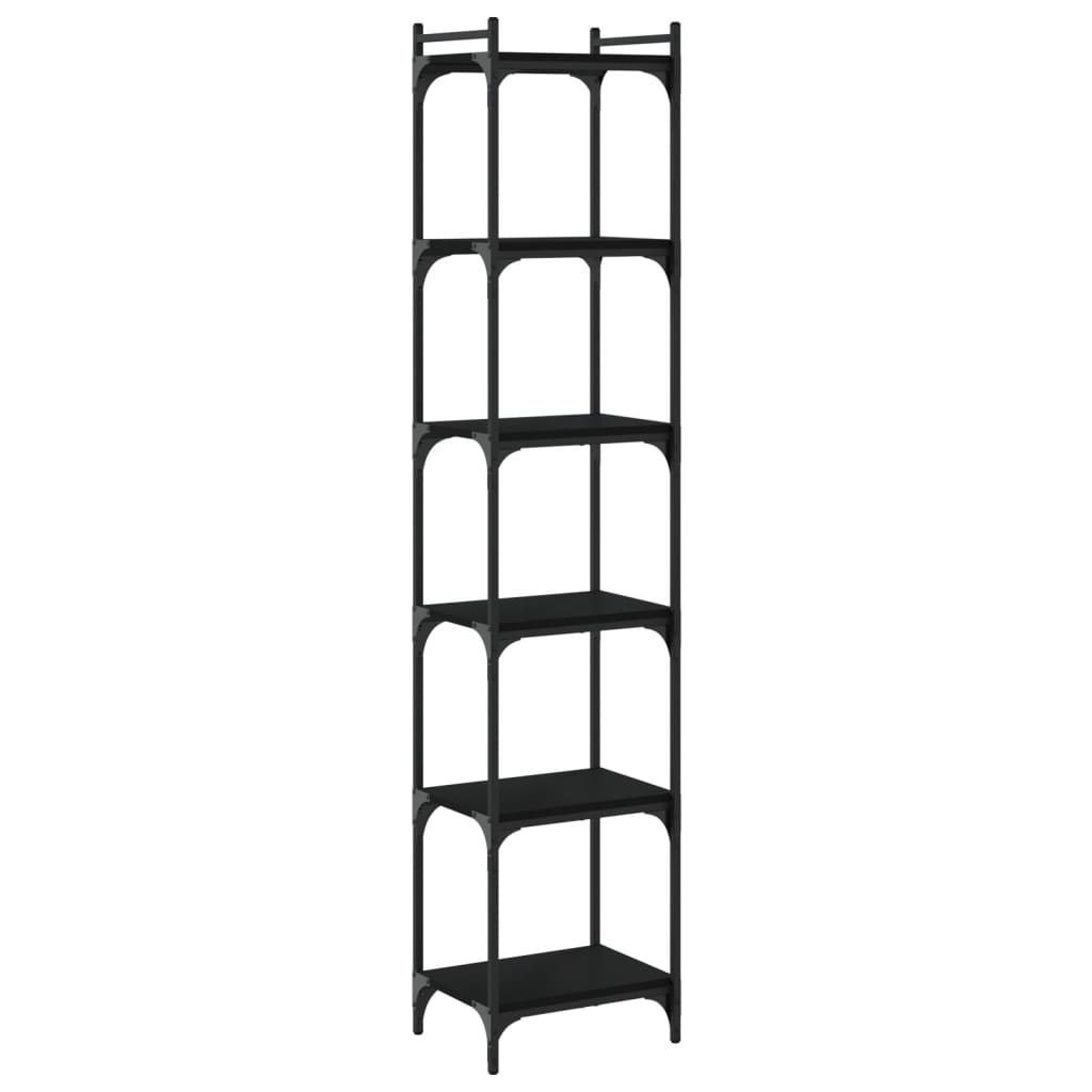 Boekenkast 6-Laags 40X30X Bewerkt Hout Zwart 40 cm