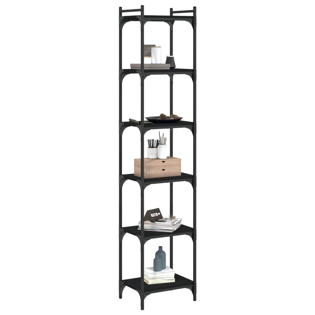 Boekenkast 6-Laags 40X30X Bewerkt Hout Zwart 40 cm