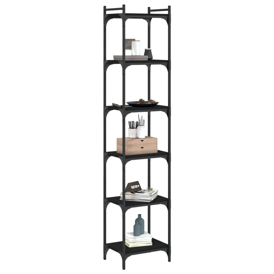Boekenkast 6-Laags 40X30X Bewerkt Hout Zwart 40 cm