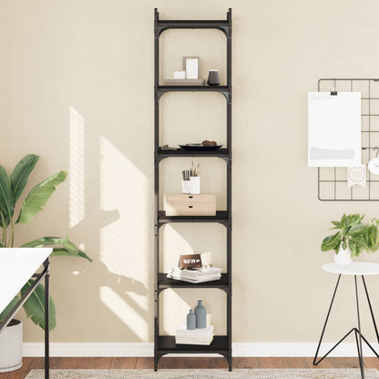 Boekenkast 6-Laags 40X30X Bewerkt Hout Zwart 40 cm
