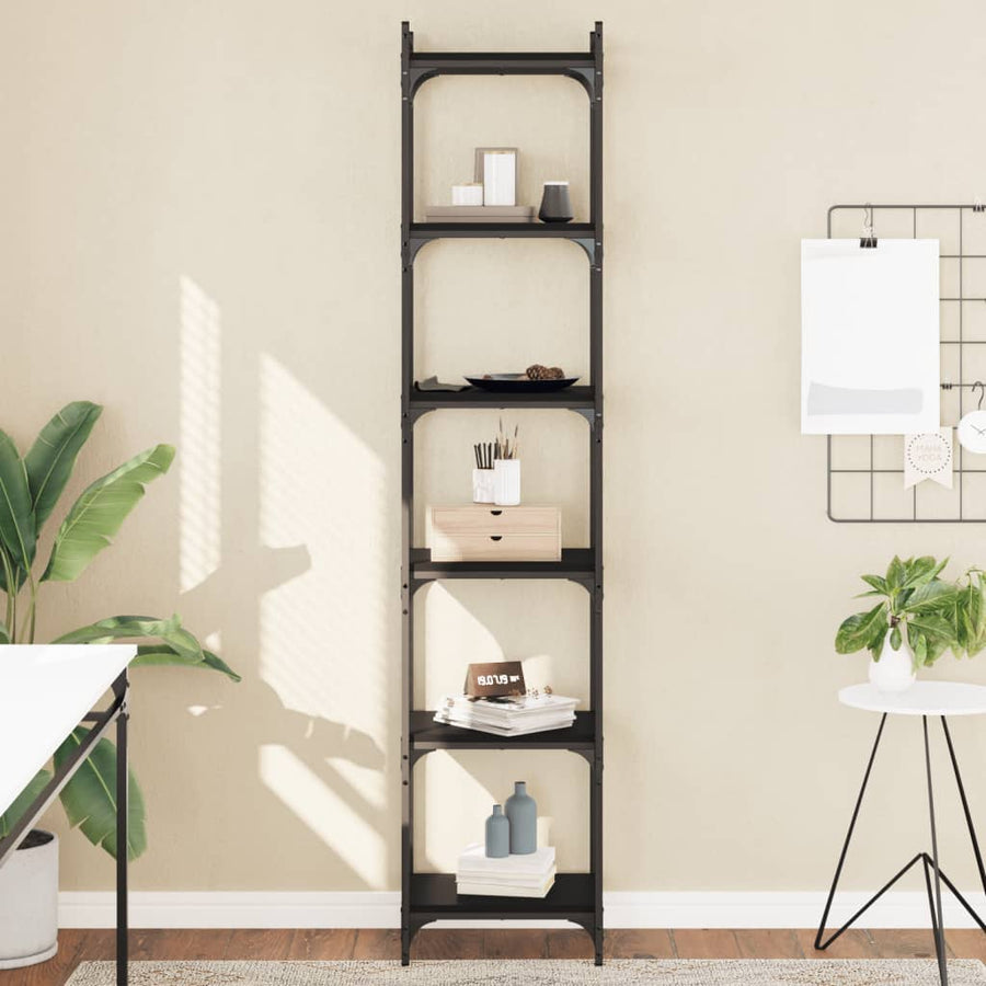 Boekenkast 6-Laags 40X30X Bewerkt Hout Zwart 40 cm