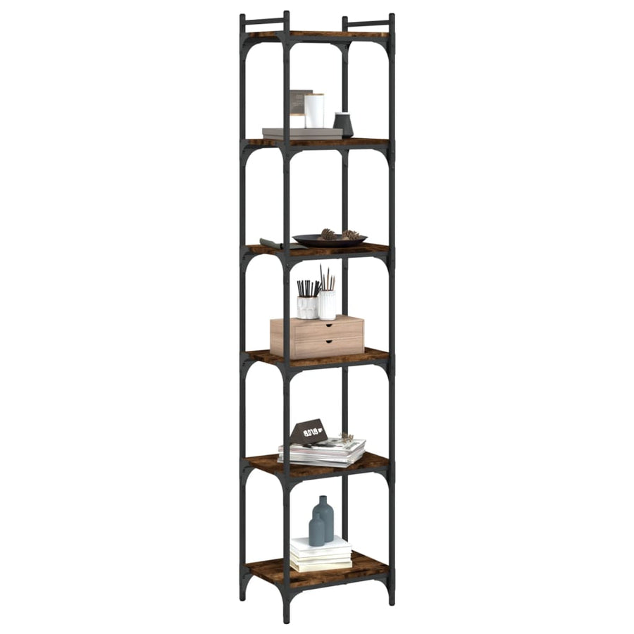 Boekenkast 6-Laags 40X30X Bewerkt Hout Kleur Gerookt Eiken 40 cm
