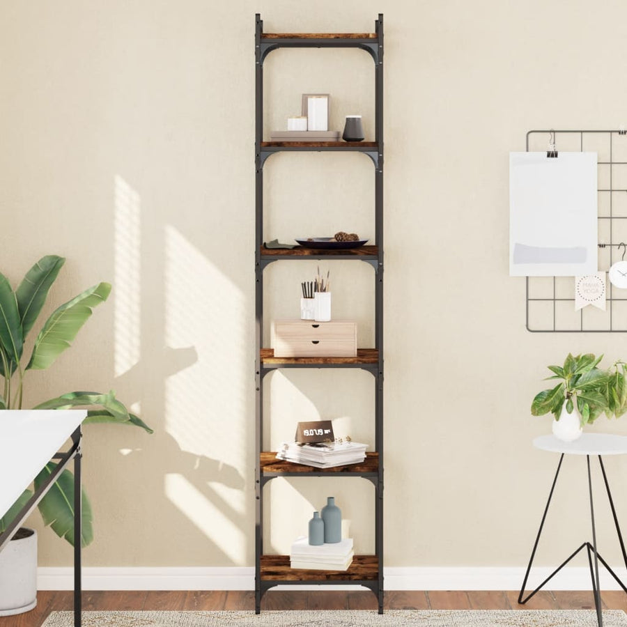 Boekenkast 6-Laags 40X30X Bewerkt Hout Kleur Gerookt Eiken 40 cm